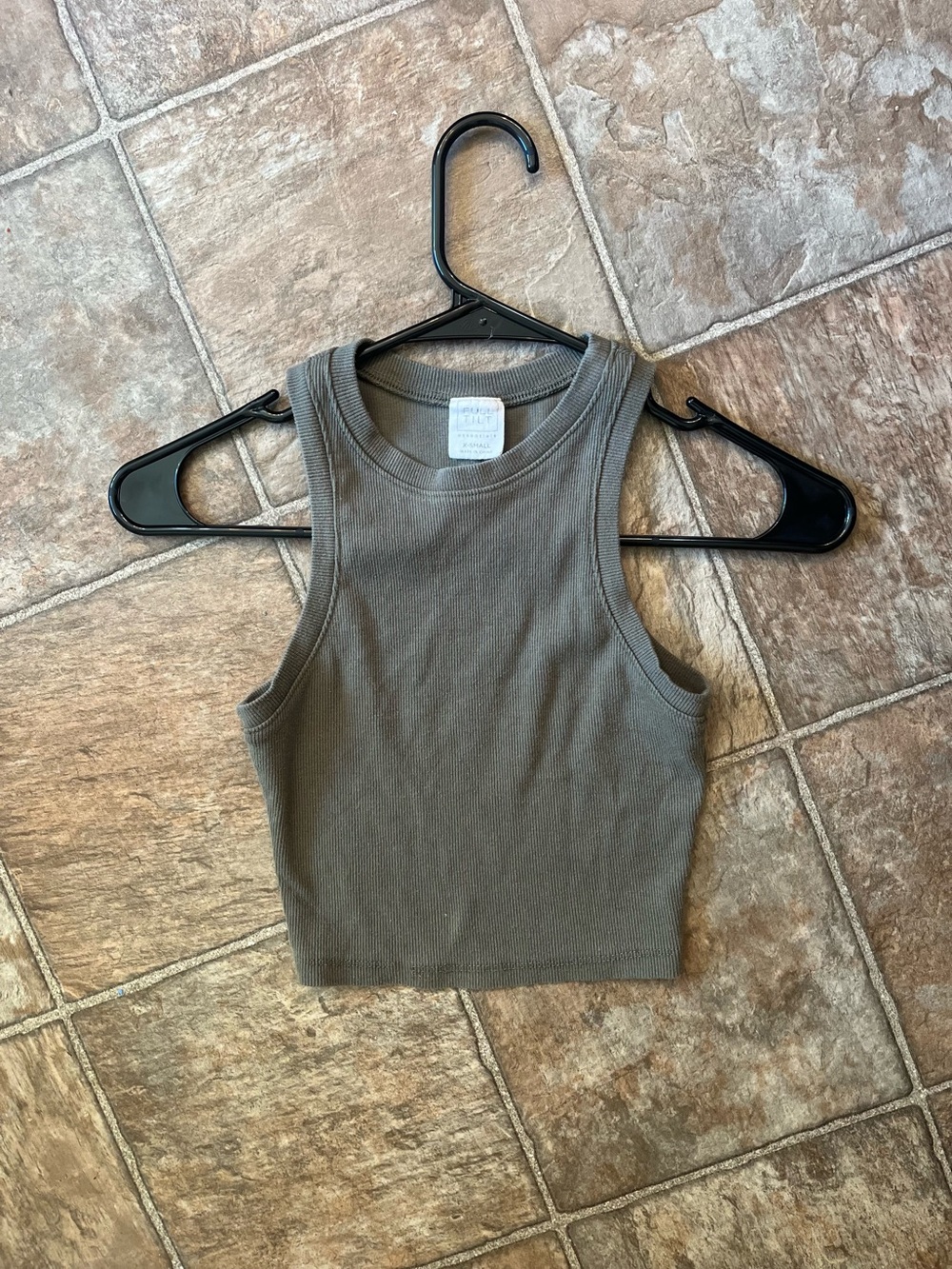 Full Tilt Essentials Olive Racerback Crop Tank Size XSmall GUC